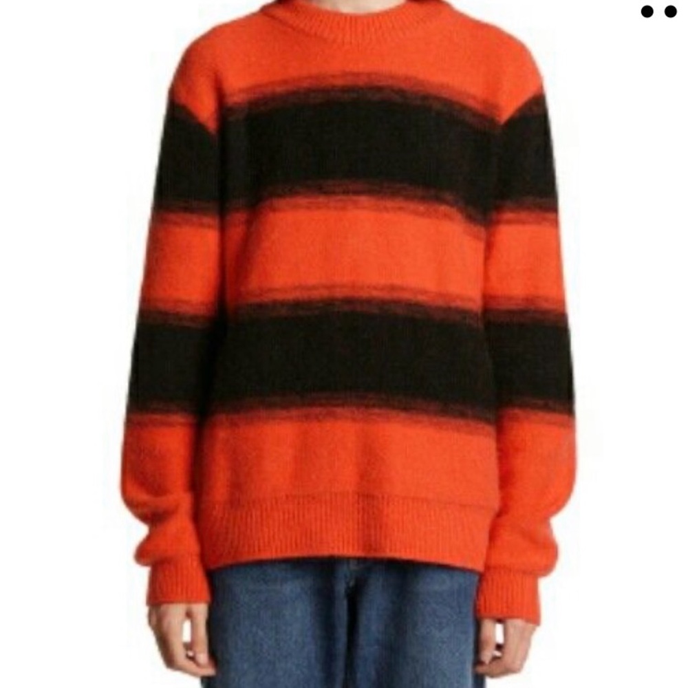 Trunk Project angora stripe crewneck sweater Oversized Street Style Knit